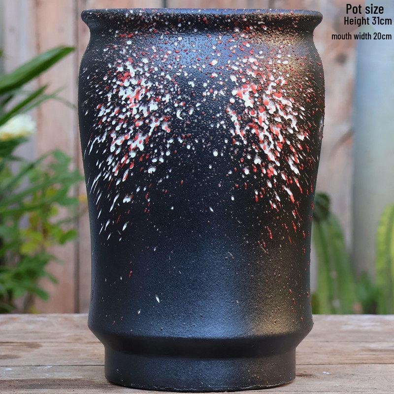 Large Wintergreen Bougainvillea Ceramic Flower Pot - Breathable, Tall Succulent & Tree Ceramic Jar