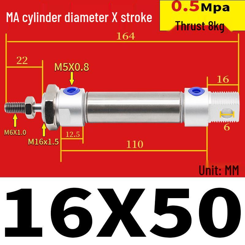 Corrosion Resistant Stainless Steel Pneumatic Cylinder 16-40mm/50-150mm