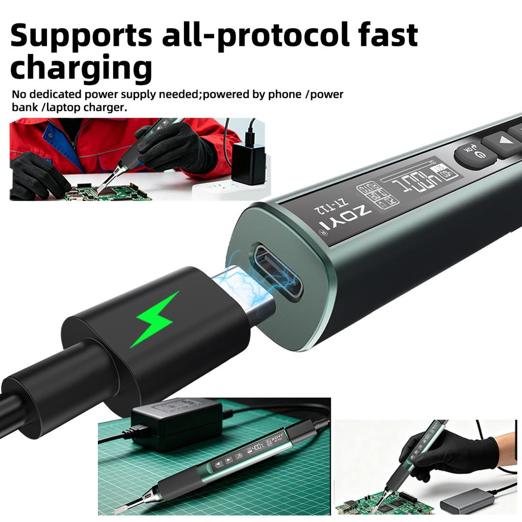 ZOYI ZT-T12 100W Smart Constant Temperature Soldering Iron Multi-Protocol Portable High Power for Small Home Repair