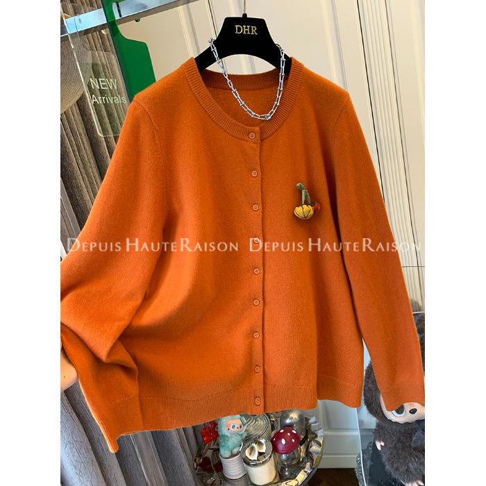 

Cross2026 Plus Size Pumpkin Pendant Wool Knitwear for Women - Autumn/Winter Loose Fit 2XL (145-165 jin) оранжевый/тыква