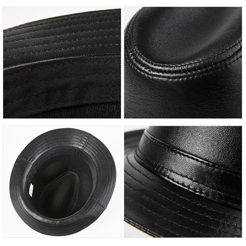Herren-Herbst- und Winter-Outdoor-Freizeit-Lederhüte für ältere Menschen, britische Schaffell-Zylinder für Damen