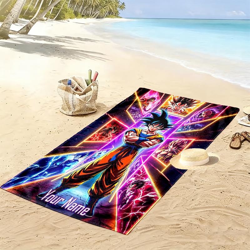 Custom NameDragon Ball Z Beach Towel Soft Microfiber Summer Towel Quick Dry Absorbent Towel for Beach Swimming Pool Travel