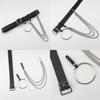 Fashionable Black Women Waist Belt With Circular Ring And Chain Tassel Daily For