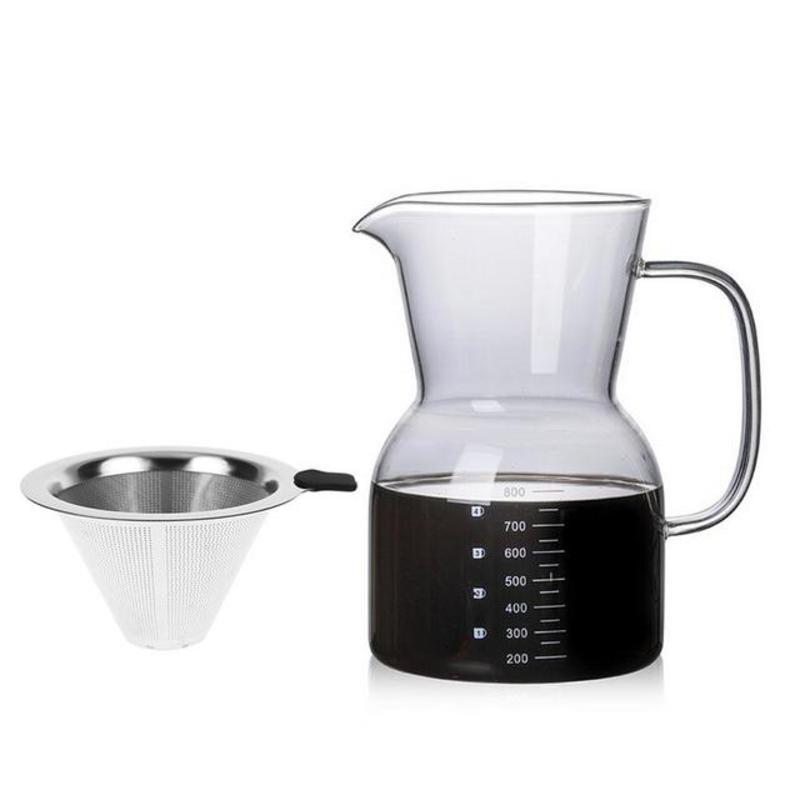Glass Kettle with Stainless Steel Filter Drip Hot Brewer Brewer Coffee Mug Barista Barista pour coffee machine