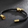 Punk Rock Charm Genuine Leather Wrap Man Bracelet Skull Men Bangle Stainless Steel Magnetic Clasp Birthday Gift for Boyfriend