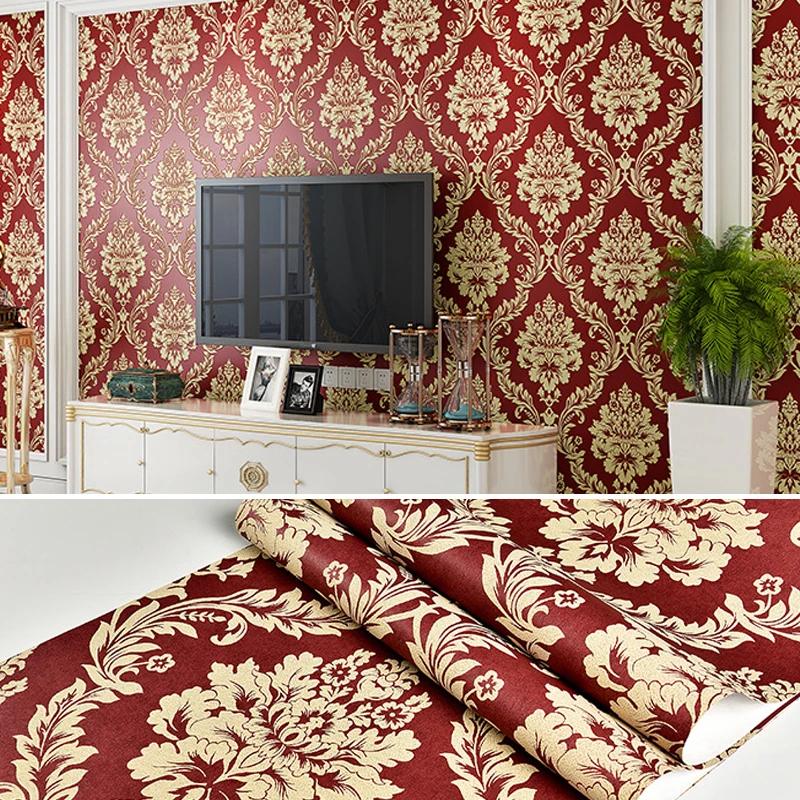 10M Luxury European Style Non-woven Wallpaper TV Background Decor Classic 3D Embossed Paper Wall Roll Wallcovering Upholstery