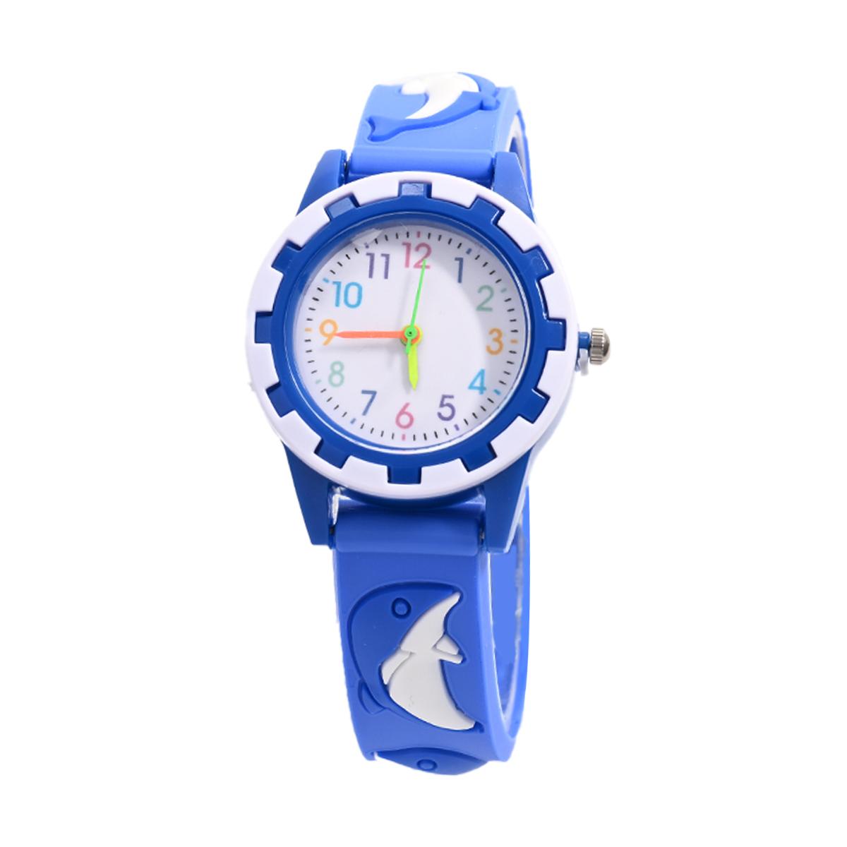 

Cute Dolphin Silicone Watch Strap with Colorful Hands and Markers for Children, Suitable for Daily Wear and Christmas Gifts синий