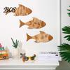 Rustic Ocean Decor 3Pcs/Set Bathroom Fish Wall Decoration, Wooden Art Decoration Sculpture, Nautical Hanging Ornament for Beach Lake House Sea Theme