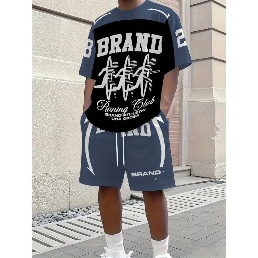 Summer Men's 3D Digital Printing Two-piece Set Street Casual Fashion Breathable Comfortable Sports Loose Large Size Sports Wear