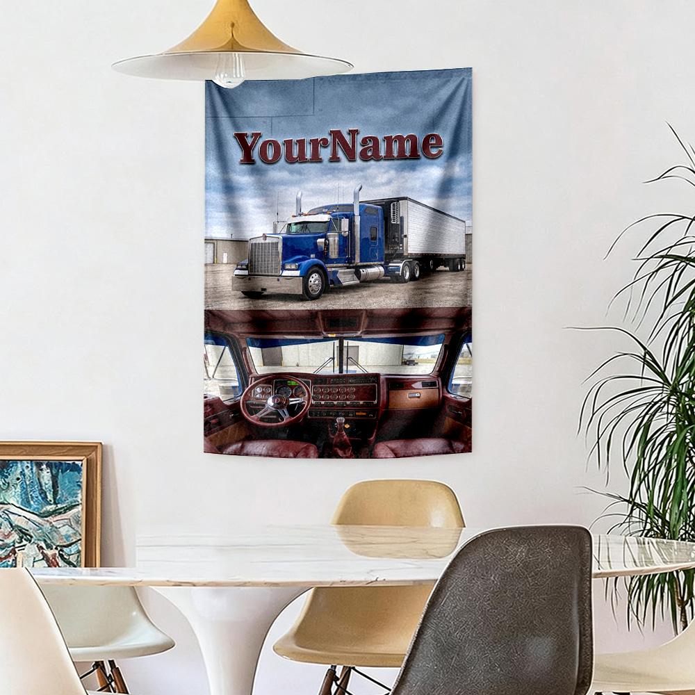 Peterbilt Heavy Trucks Custom Your Name Wall Decor Tapestry Art For Pet Memorial Birthdaywedding Party Backdrop Family Gift