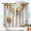 Set Of 2 Elegant Flat Gold Vintage Print Curtains Dining Room Bedroom Living Curtain With Rod Pocket Polyester Perfect For Great
