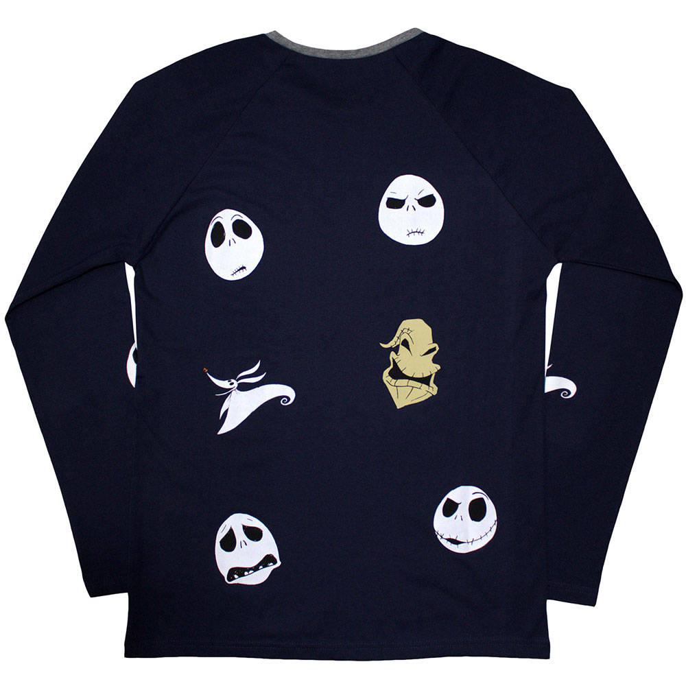 The Nightmare Before Christmas Unisex Adult Character Heads Embroidered Long-Sleeved T-Shirt