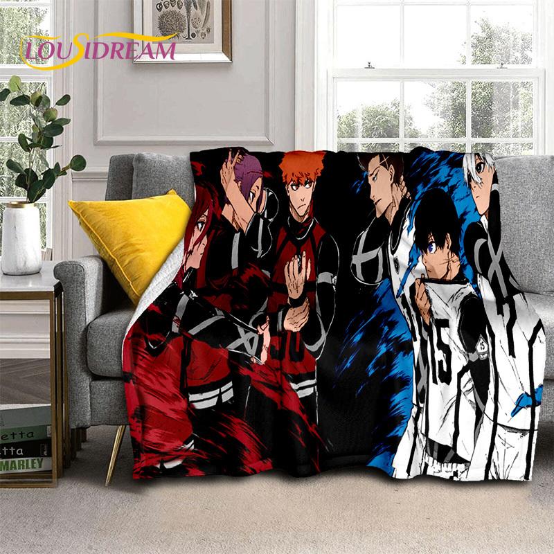 3D Blue Lock Cartoon Football Anime Blanket,Soft Throw Blanket for Home Bedroom Bed Sofa Picnic Travel Office Cover Blanket Kids
