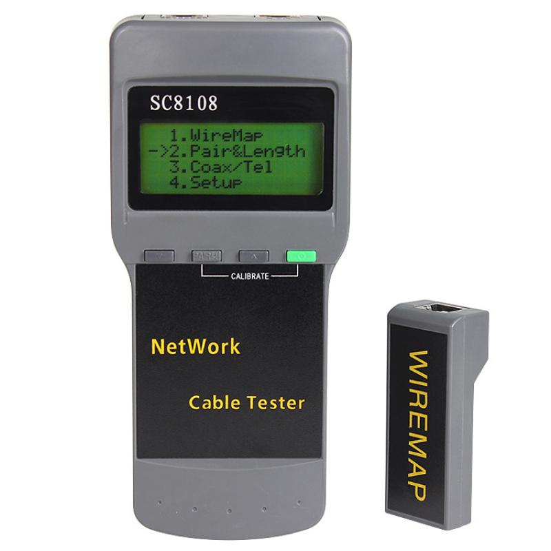 SC8108 Přenosný bezdrátový síťový tester kabelů Digitální síťový LAN telefonní kabel Tester a měřič s