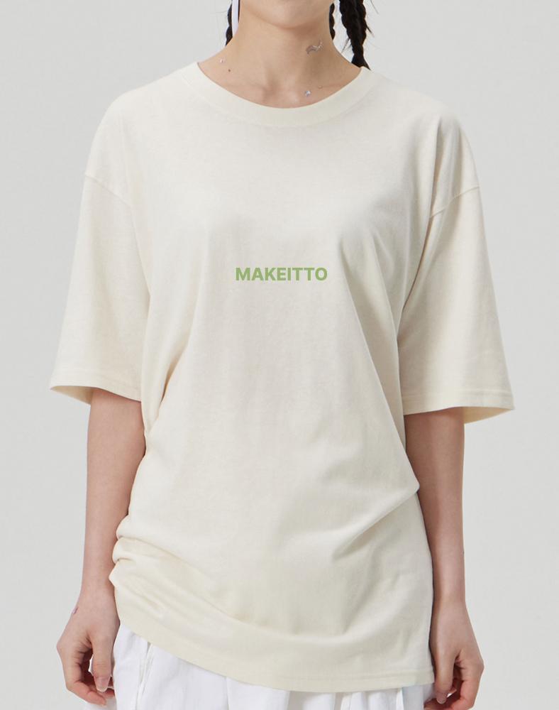 MAKEITTO [Square Logo] Crew Neck Tee_Cream