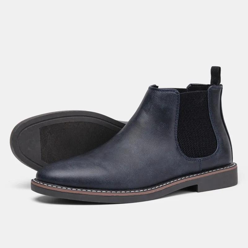 Fashion Botas Para Hombre High Quality British Men Shoe Men Chelsea Boot Fashion Leather Shoe Retro Men Large Ankle Boot Men Winter Shoe