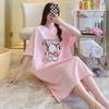 Women's Plus Size Summer Cartoon Nightdress – Lightweight, Round Neck, Short Sleeves, Mid-Length