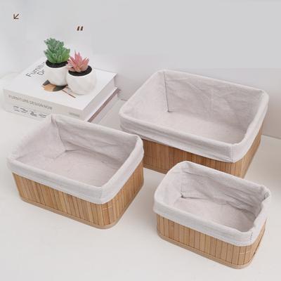 Ručně vyráběný bambusový pletený koš 3ks Kreativní nový úložný box na různé věci Domácí box Stolní úložný box na různé věci, hračky, oblečení
