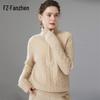 Fanzhen Women's 2025 Winter Cashmere Blend Ribbed Collar Sweater