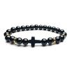 Temu Volcanic Rock & Turquoise Tiger's Eye Gemstone Elastic Bracelet