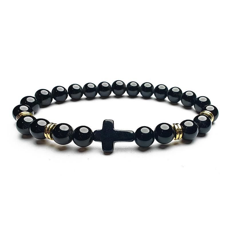 Temu Volcanic Rock & Turquoise Tiger's Eye Gemstone Elastic Bracelet