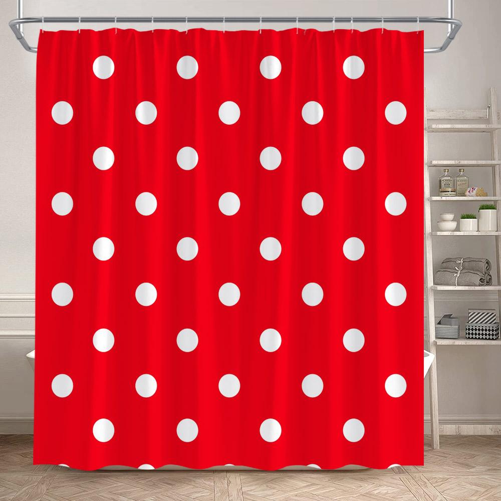 Moderne Geometrische Duschvorhänge Weiß Gepunktet Schwarz Badevorhang Minimalistisches Muster Polyesterstoff Badezimmerdekor Mit Haken