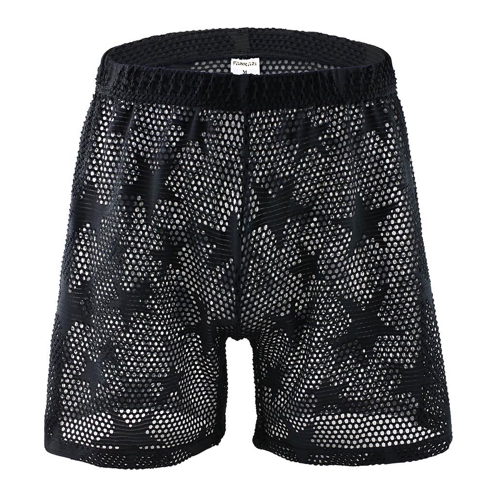 Men's Underwear Star Mesh Breathable  Pants Sexy Transparent Underwear