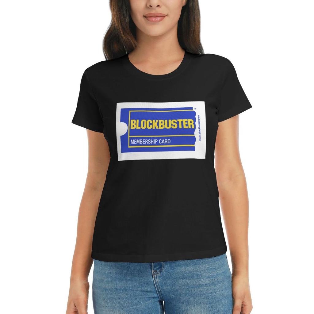 Women TShirt Blockbuster Membership Card Summer Short Sleeve Tees Round Neck Cotton T Shirts Clothes Tops Streetwear