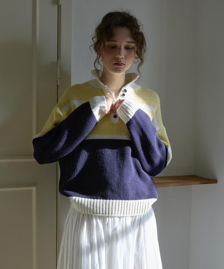 Opeundoeoseutyudio Color Block Knit Navy