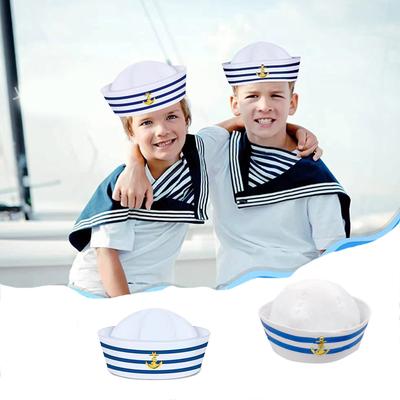 Cappello da Marinaio Dolce per Ragazze con Bordo Arrotolabile Cappello da Navigazione Blu Navy con Strisce Blu e Bianche Cappello Cosplay per Adulti e Adolescenti