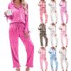 Set Pigiama da Donna Stampato Seta Manica Lunga con Bottoni