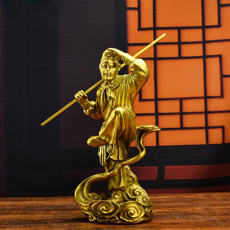 Brass Monkey Buddha Sculpture Qi Tian Da Sheng Creative Decoration Home Decor, Living Room, Bedroom, Office, Desktop Crafts, 1Pc