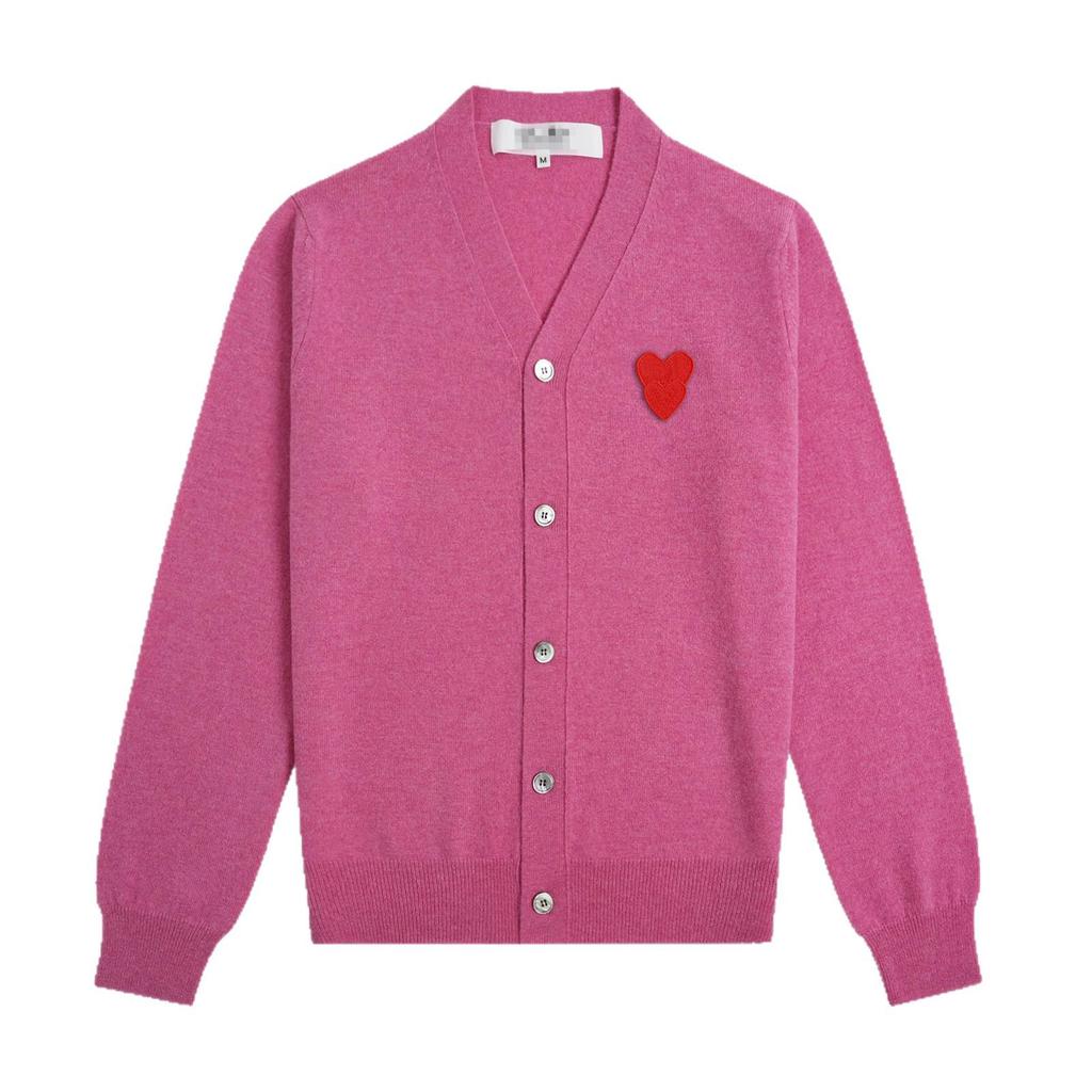 CDG Kawakubo Herz V-Ausschnitt Woll-Cardigan - Japanischer Stil PLAY Strickpullover