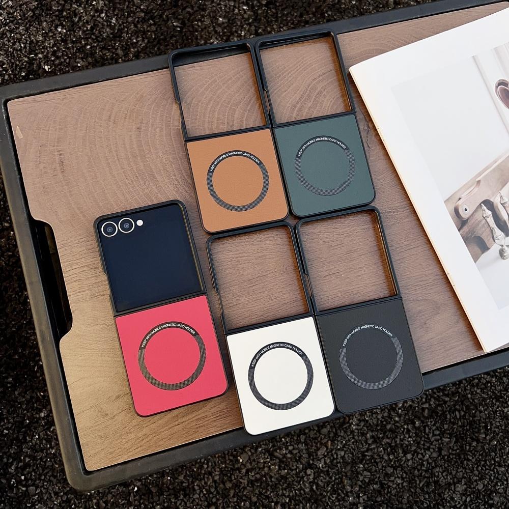Luxus-Leder-Magnetische Matte Weiche Handyhülle für Samsung Galaxy Z Flip 7 6 5 4 3 Für Magsafe Kabelloses Laden Schutzhülle