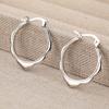 Simple  Silver Color Metal Geometry Petal Hoop Earrings for Women Jewelry