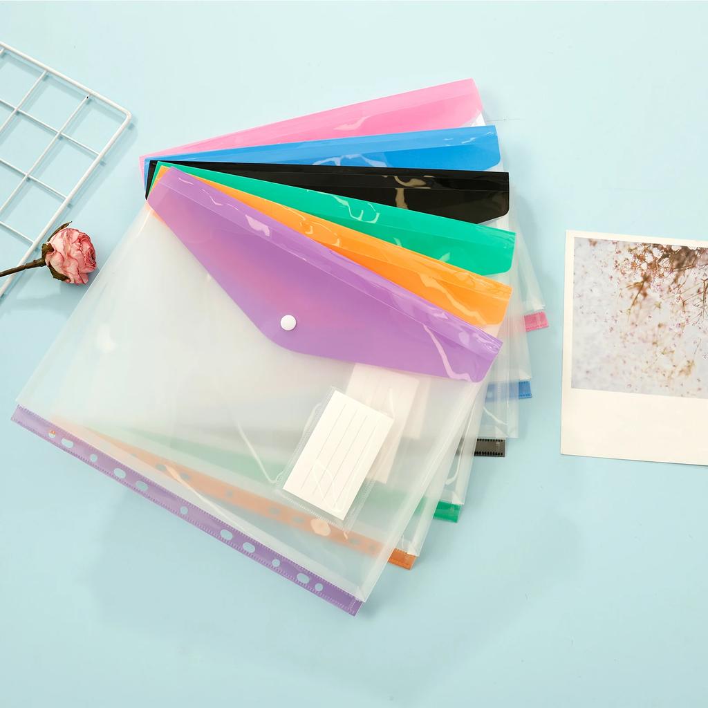24 Pcs A4 Binder Pocket Organizer Folders Expandable Waterproof Envelopes Binder Folders Clear Snap Button For School Office