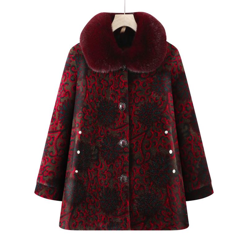 Yalu Women's Warm Floral Plus Velvet Winter Jacket