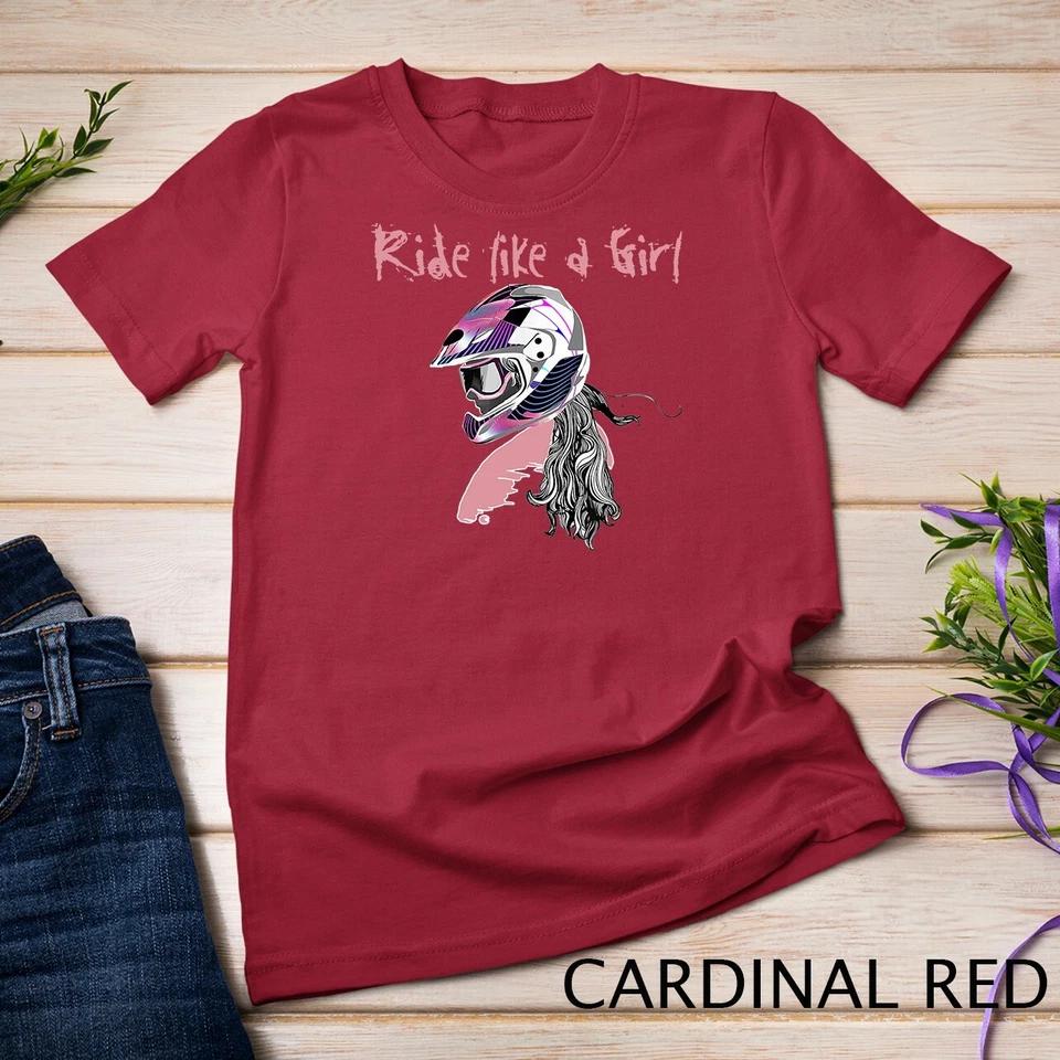 Motocross Shirt Women Dirt Bike Girls Tee RIDE LIKE A GIRL Unisex T-shirt 2 L