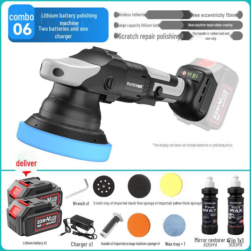 Polisseuse de voiture sans fil 21 V: Machine à cirer et polir excentrique rechargeable avec batterie au lithium