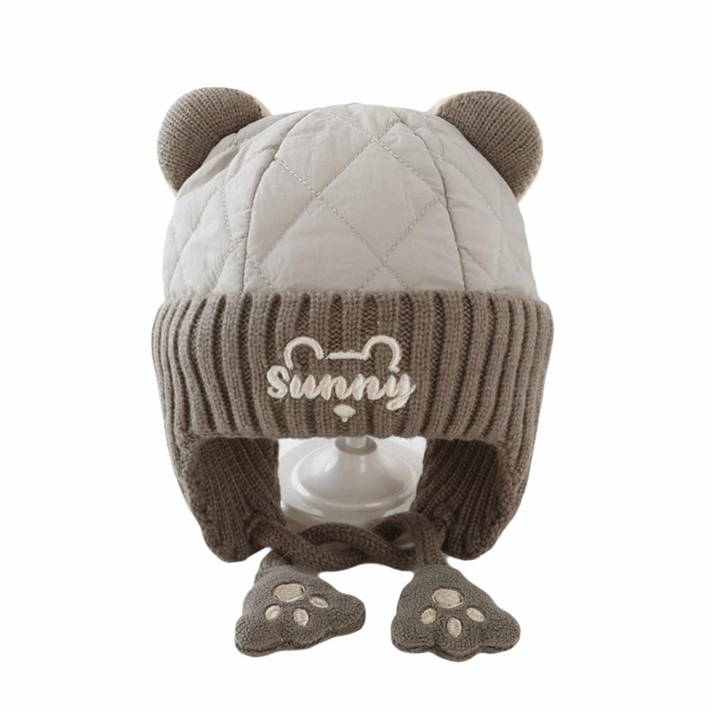 

Cartoon Bear Ear Protection Hat Windproof Beanie Hat New Plush Knitted Cap Kids