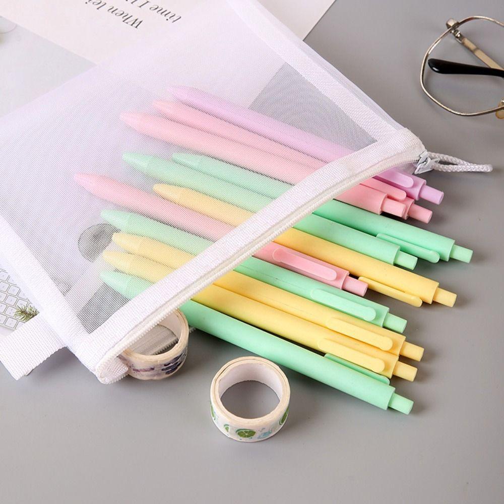 Mesh Pen Bag Nylon Document Bag Office School Supplies Zipper Pencil Case  Stationery