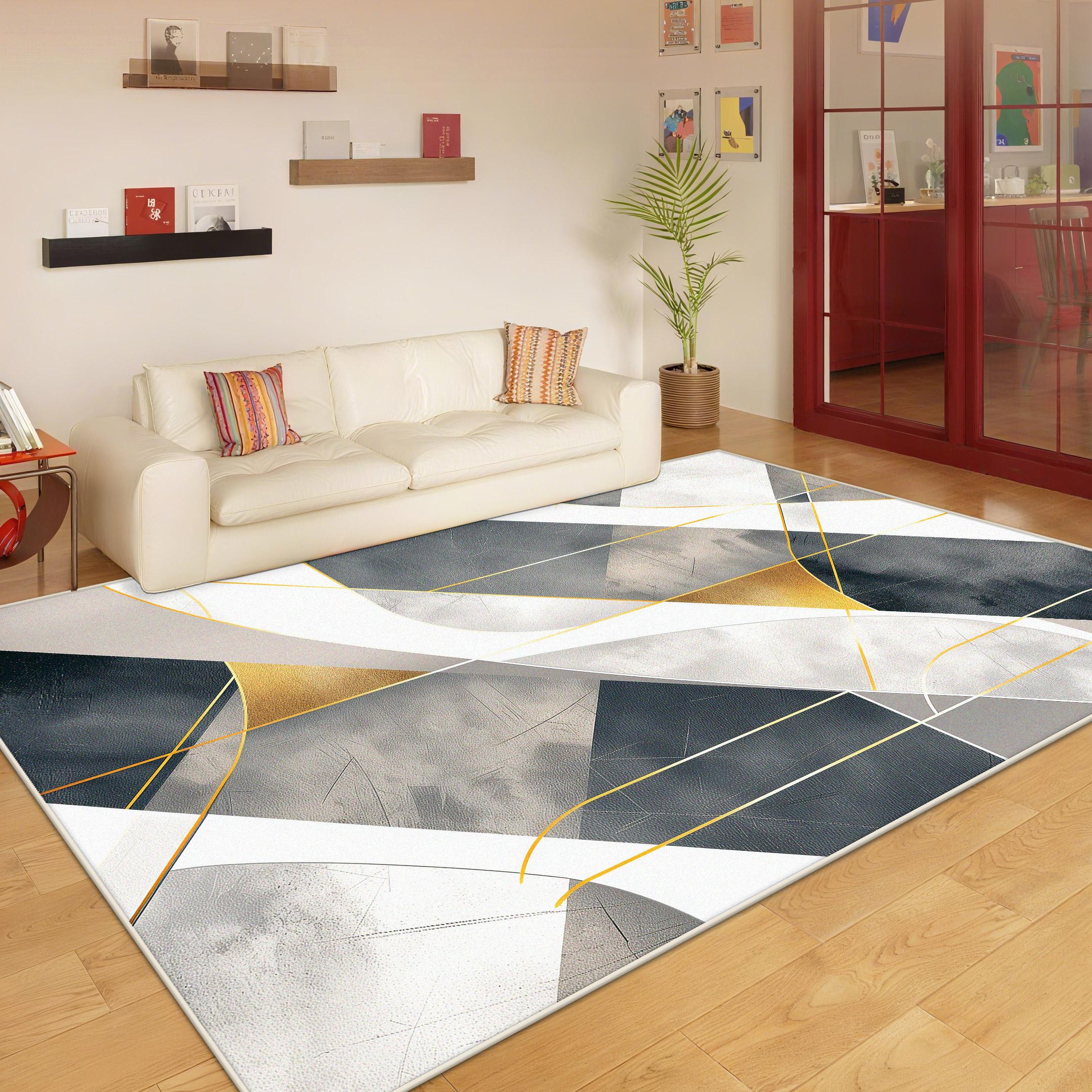 

Nordic Geometric Style Living Room Carpet Light Luxury Decoration Bedroom Cloakroom Soft Mat Lounge Washable Antiskid Home Rug 60*90cm