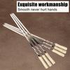 Wood BBQ Fork Stainless Steel Outdoors Grill Needle 55cm 21.65" Barbecue Grill Stick Long Handle Shish Kebab BBQ Skewers