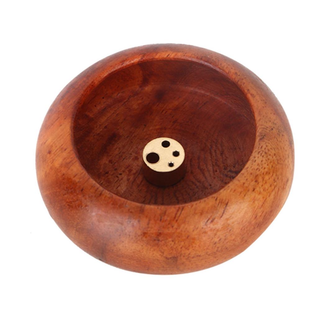 Vietnamese Mini Round Incense Stick Buddhist Supplies Bowl Shape Incense Holder(Rosewood)