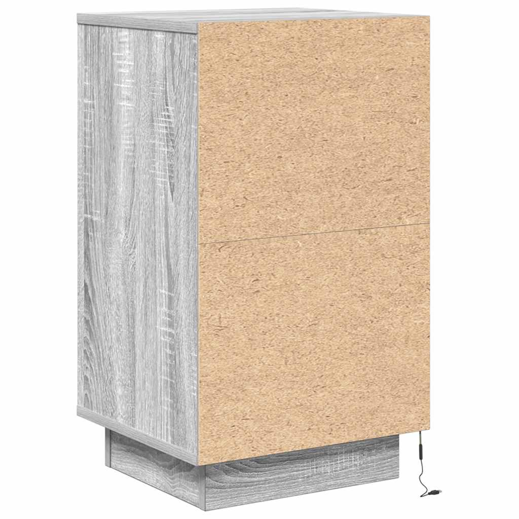Nightstand with LED Lights Grey Sonoma 38 x 34 x 65 cm