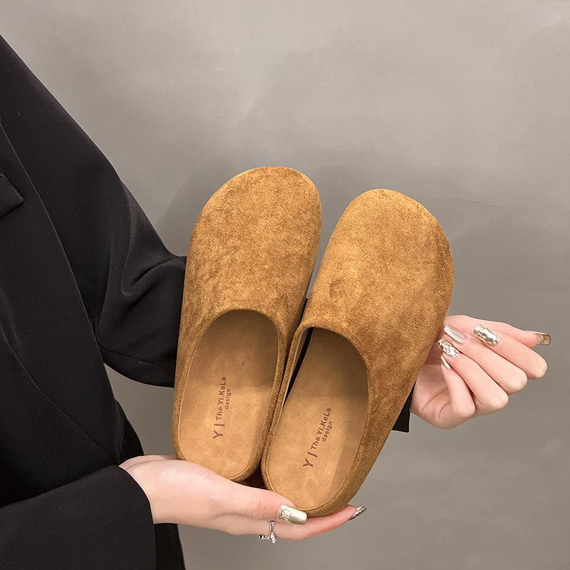 

Retro niche versatile Boken shoes women s shoes spring 2025 platform inner height increase bag head half drag Boken loafers 35 хаки