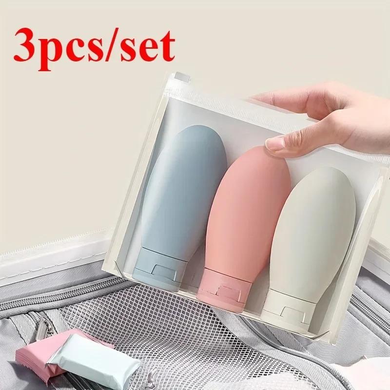 3pcs 60ML Travel Bottles Refillable Mini Squeeze Bottles Toiletries Body Lotion Shampoo Conditioner Travel Cosmetic Containers