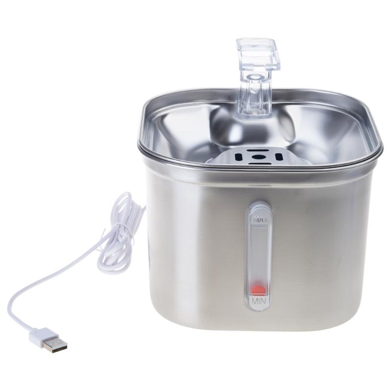 

Automatic Cats Drinking Fountain Quiet Dog Waterer Bowl Stainless Steel Water Dispenser 2.6L Water Filtering Dispenser