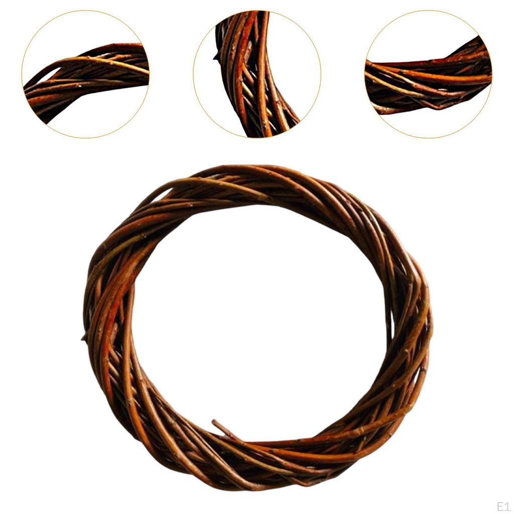 DIY Rattan Wreath Artificial 6" Round Woven Hanging Ornament Crafts for Christmas