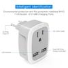 Multifunctional US to European/UK/IT/for CH Travel Plug Adapter with 2 USB 3 in